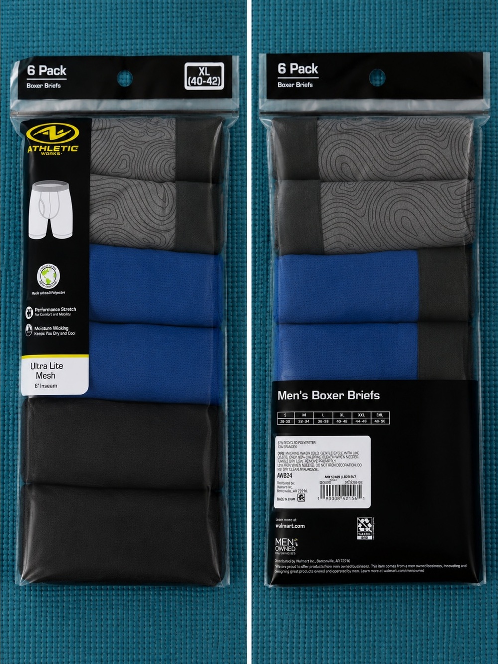 Brand New Athletic Works Men’s Boxer Briefs - 6 Pack (XL 40-42)